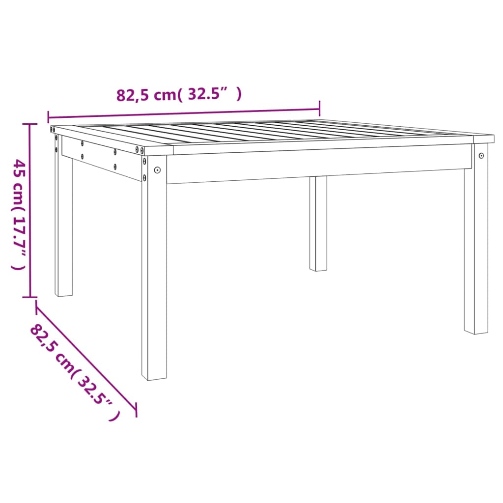 vidaXL Zahradní stůl 82,5 x 82,5 x 45 cm masivní dřevo douglasky