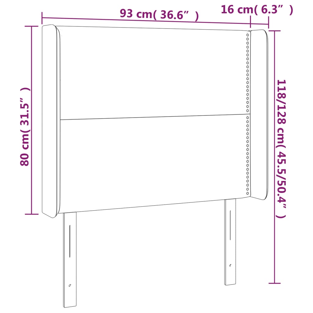 vidaXL Čelo postele typu ušák tmavě hnědé 93x16x118/128 cm textil