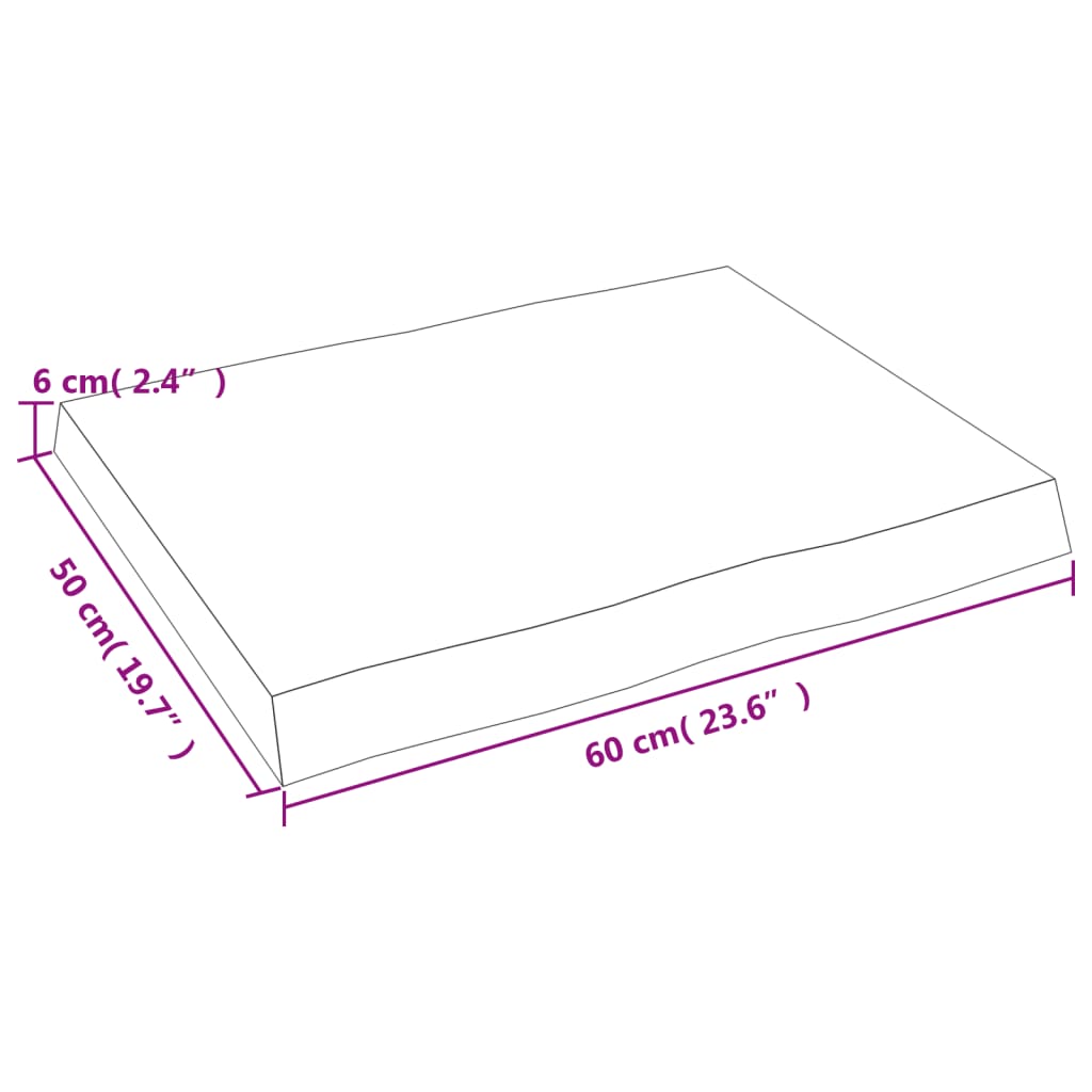 vidaXL Stolní deska 60x50x(2-6) cm neošetřený masivní dřevo živá hrana