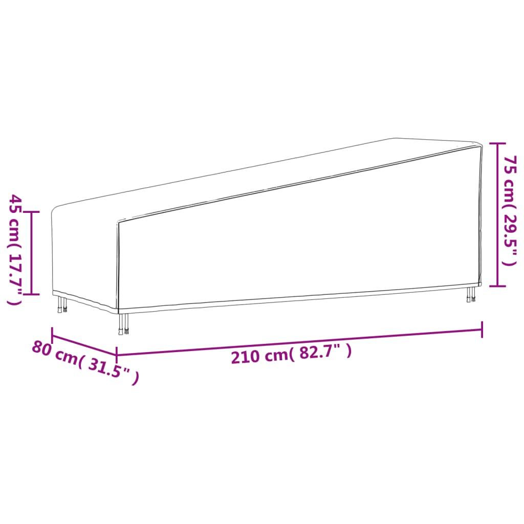 vidaXL Plachta na zahradní lehátko černá 210x80x45/75 cm 420D oxford