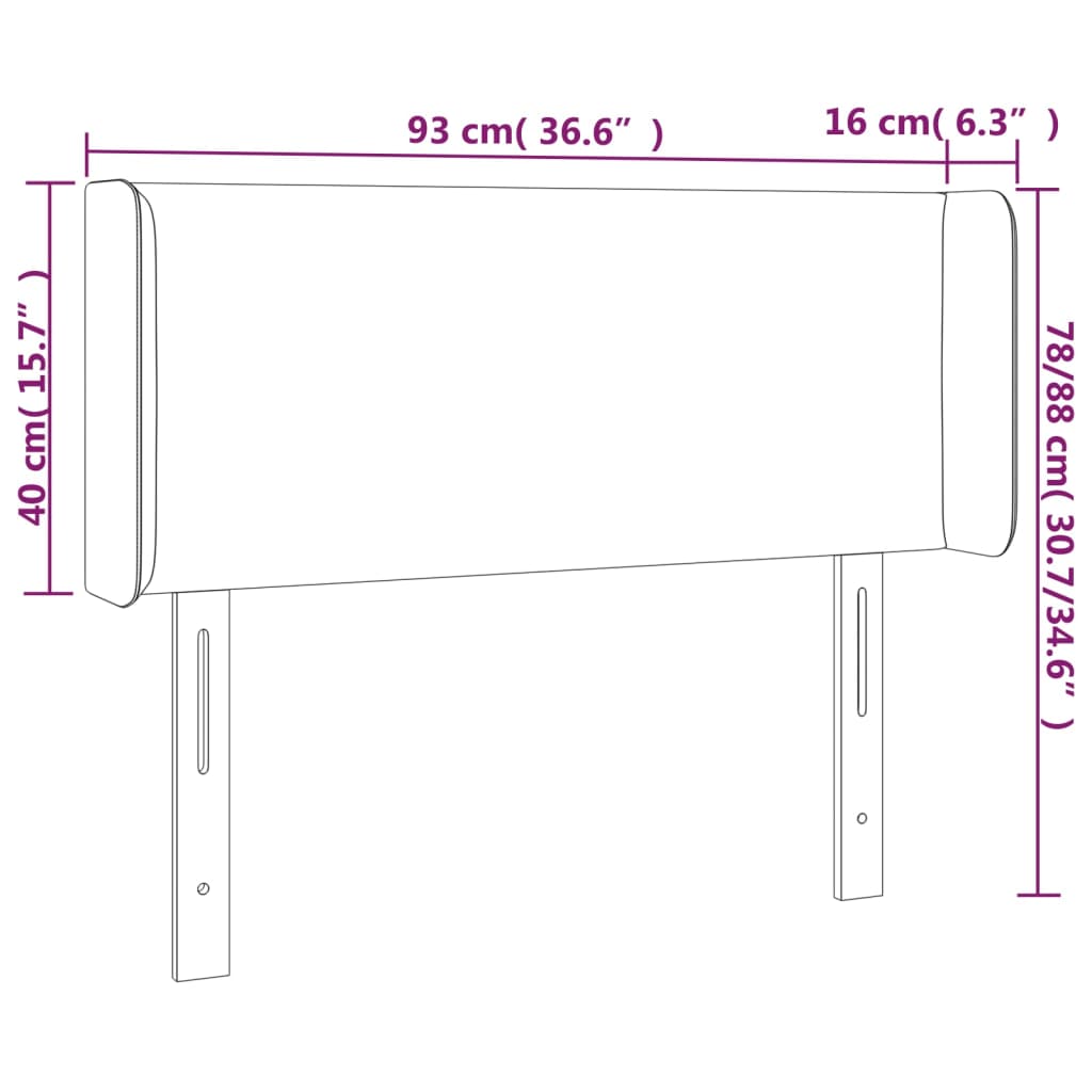 vidaXL Čelo postele s LED krémové 93 x 16 x 78/88 cm textil