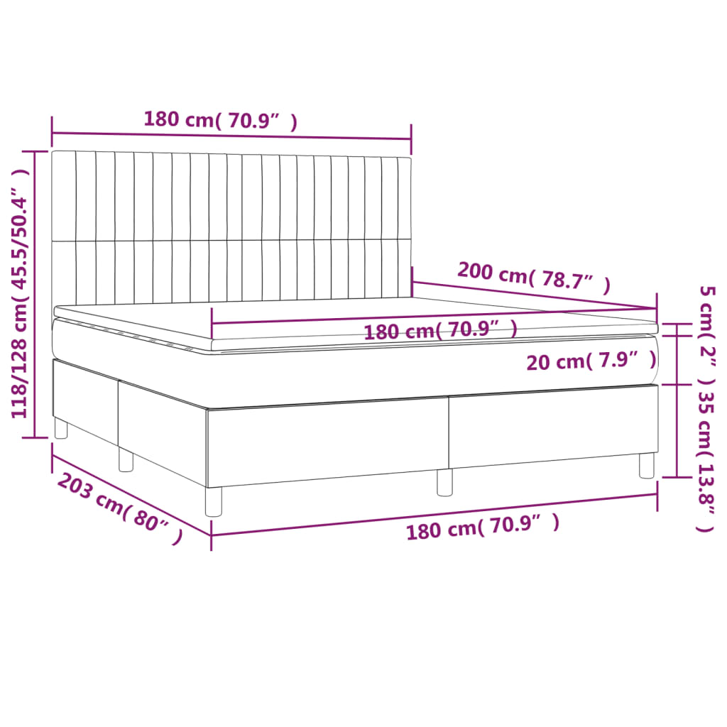 vidaXL Box spring postel s matrací černá 180x200 cm samet