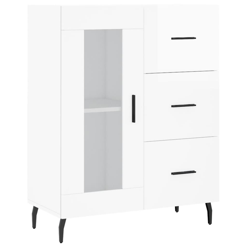 vidaXL Skříň highboard lesklá bílá 69,5 x 34 x 180 cm kompozitní dřevo