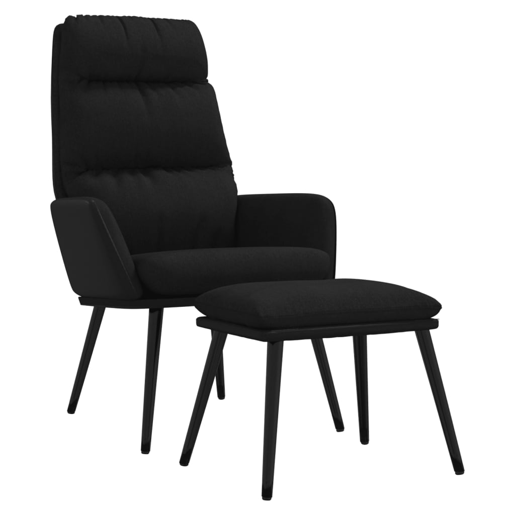 vidaXL Relaxační křeslo se stoličkou černé textil a umělá kůže