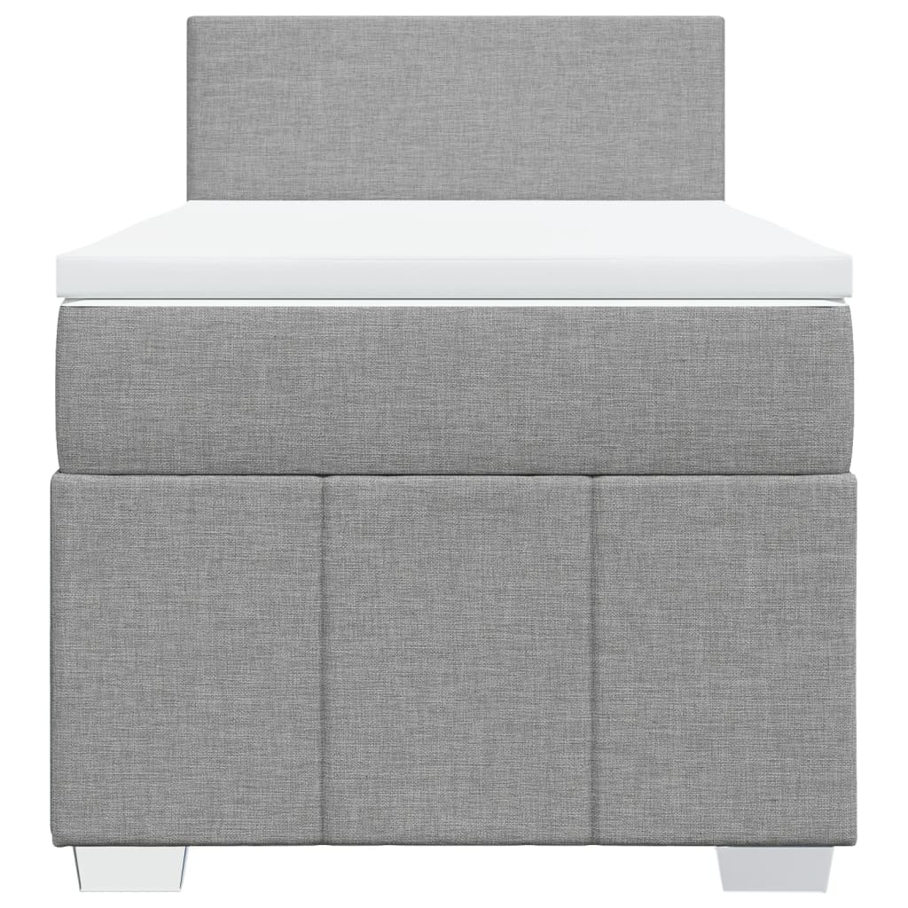 vidaXL Box spring postel s matrací světle šedá 90x200 cm textil