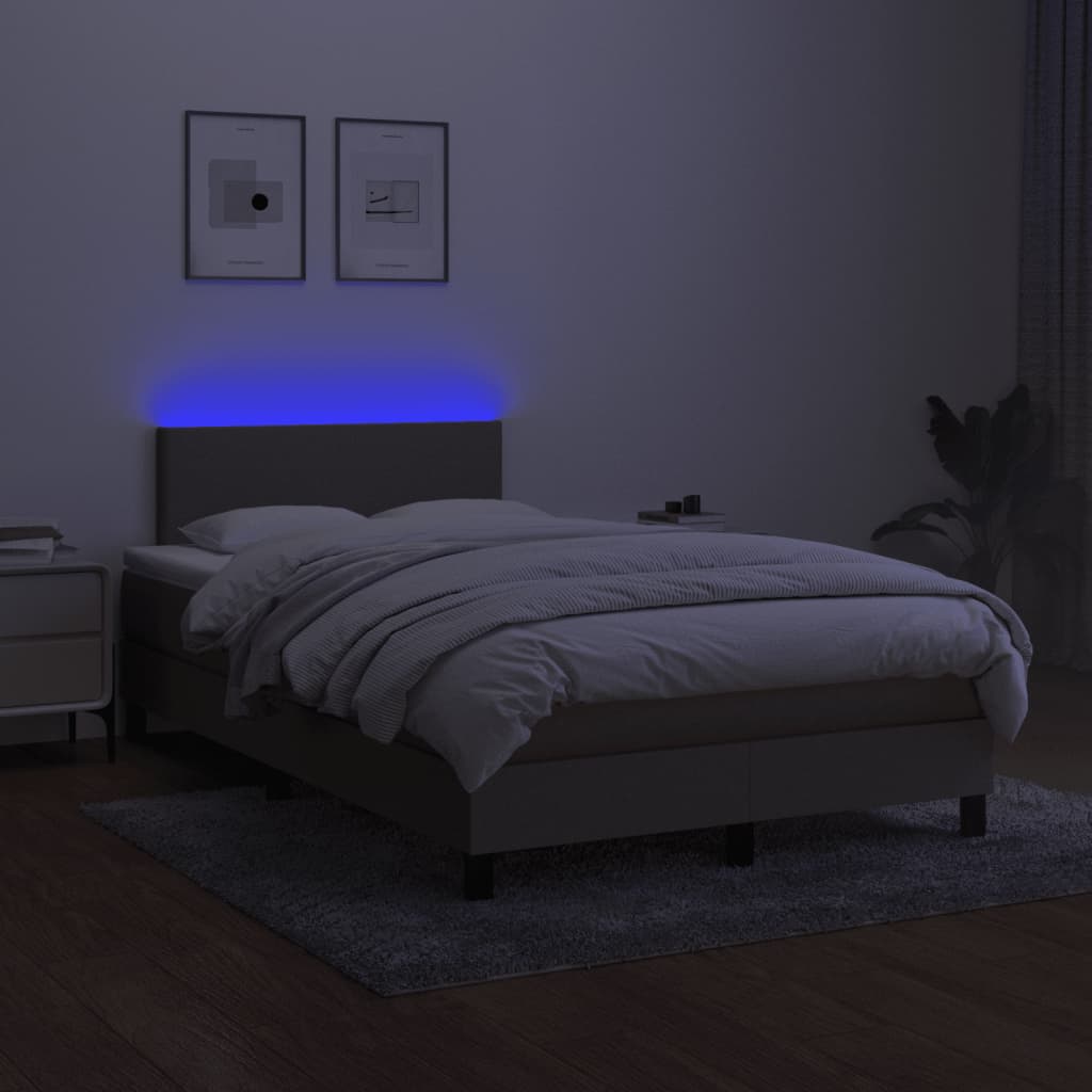 vidaXL Box spring postel s matrací a LED taupe 120x190 cm textil