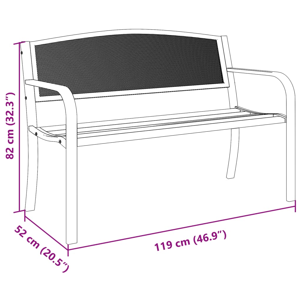 vidaXL Zahradní lavice 119 cm černá ocel