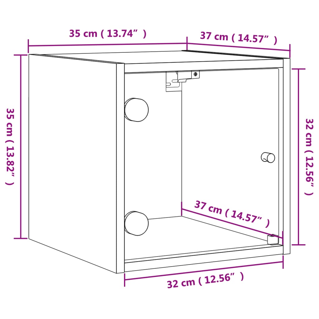 vidaXL Noční stolky se skleněnými dvířky 2 ks betonově šedé 35x37x35cm