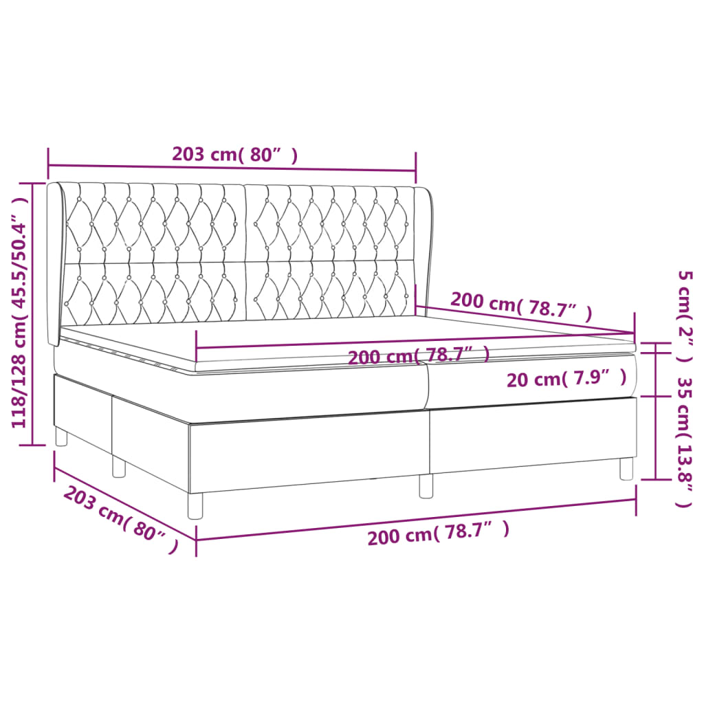 vidaXL Box spring postel s matrací růžová 200x200 cm samet