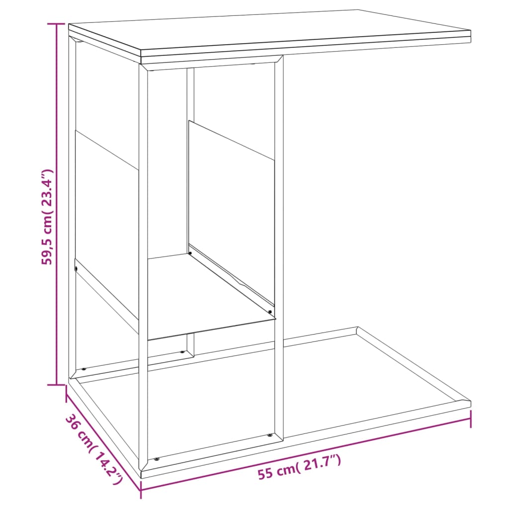 vidaXL Odkládací stolek černý 55 x 36 x 59,5 cm kompozitní dřevo