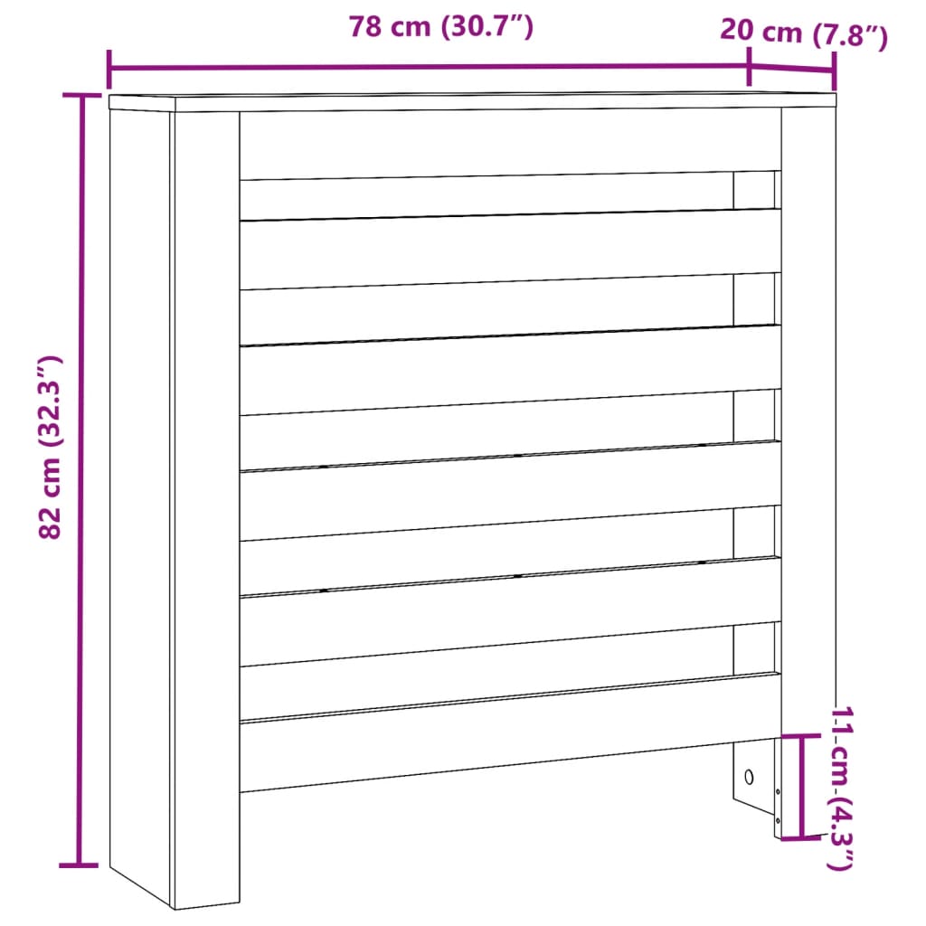 vidaXL Kryt na radiátor hnědý dub 78 x 20 x 82 cm kompozitní dřevo