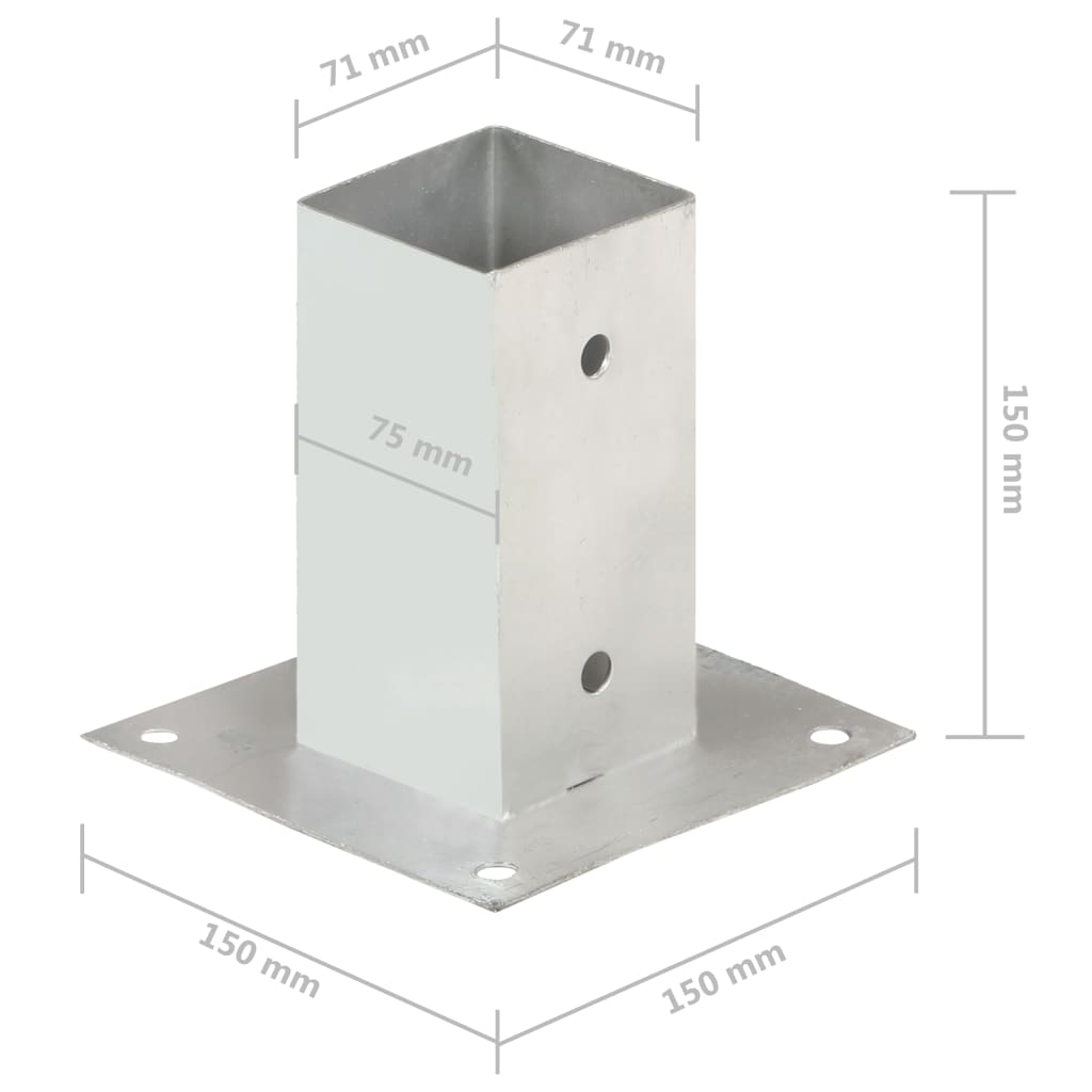 vidaXL Patka na sloupek 4 ks pozinkovaný kov 71 mm