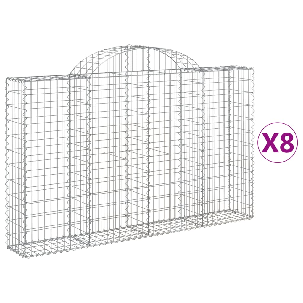 vidaXL Klenuté gabionové koše 8 ks 200x30x120/140cm pozinkované železo