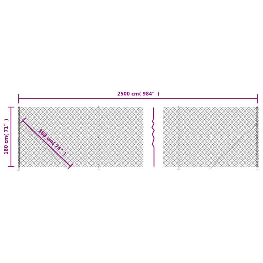 vidaXL Drátěné pletivo s přírubami antracitové 1,8 x 25 m