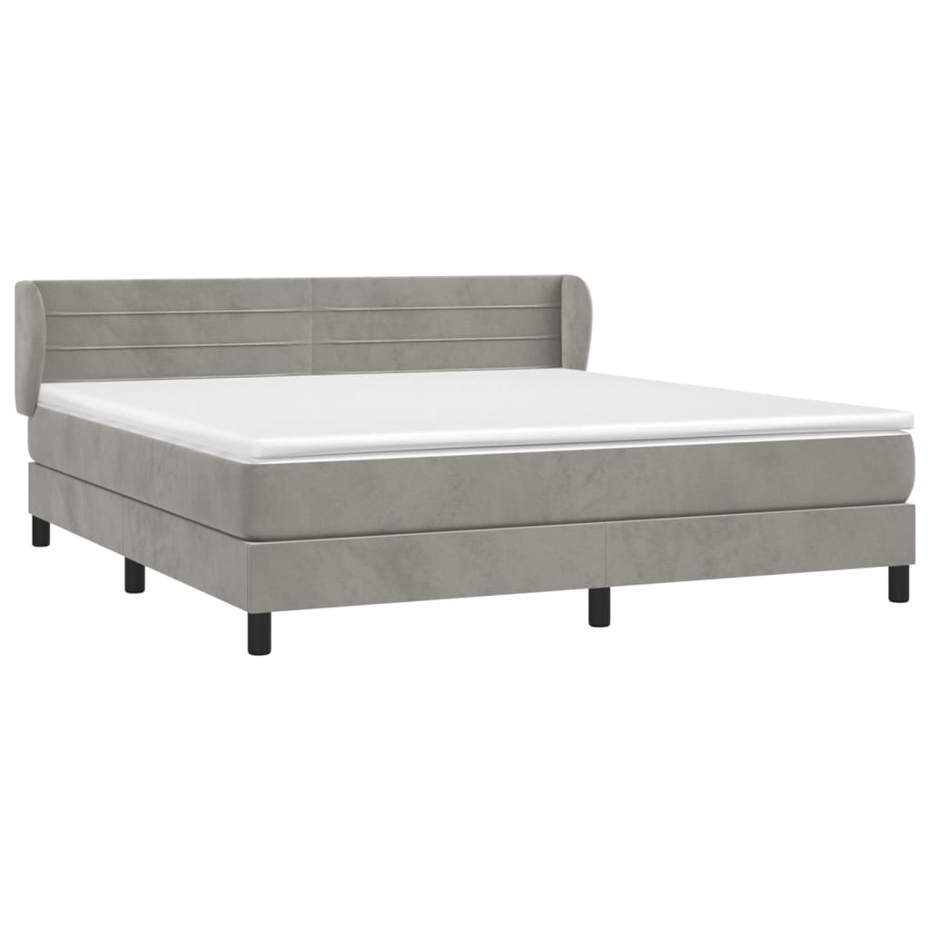 vidaXL Box spring postel s matrací světle šedá 180x200 cm samet