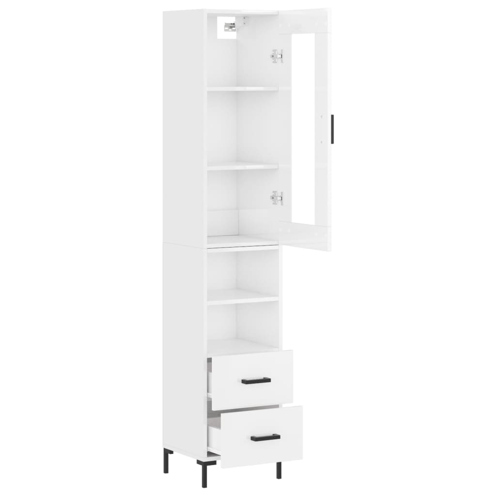 vidaXL Skříň highboard bílá s vysokým leskem 34,5x34x180 cm kompozit