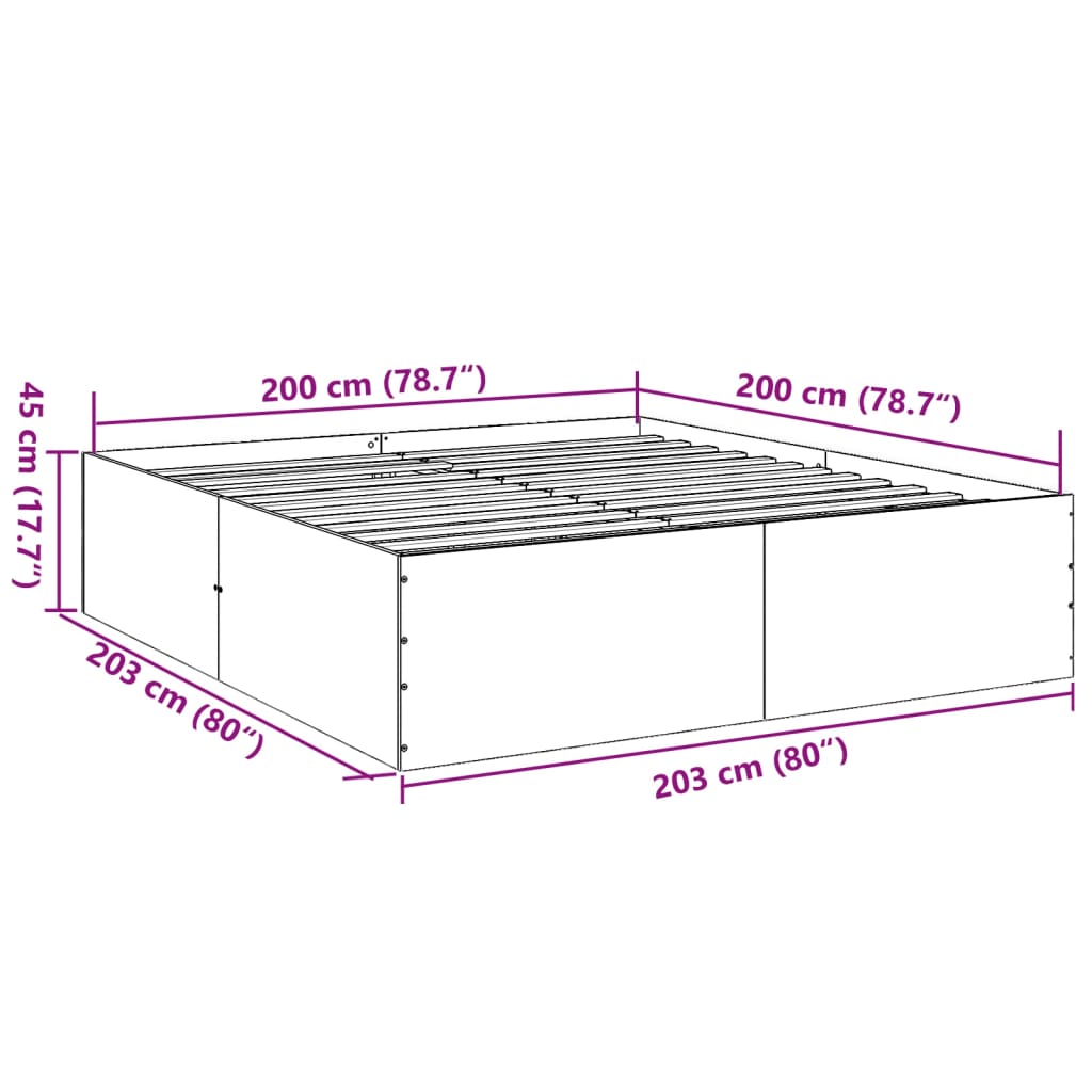 vidaXL Rám postele dub sonoma 200 x 200 cm kompozitní dřevo