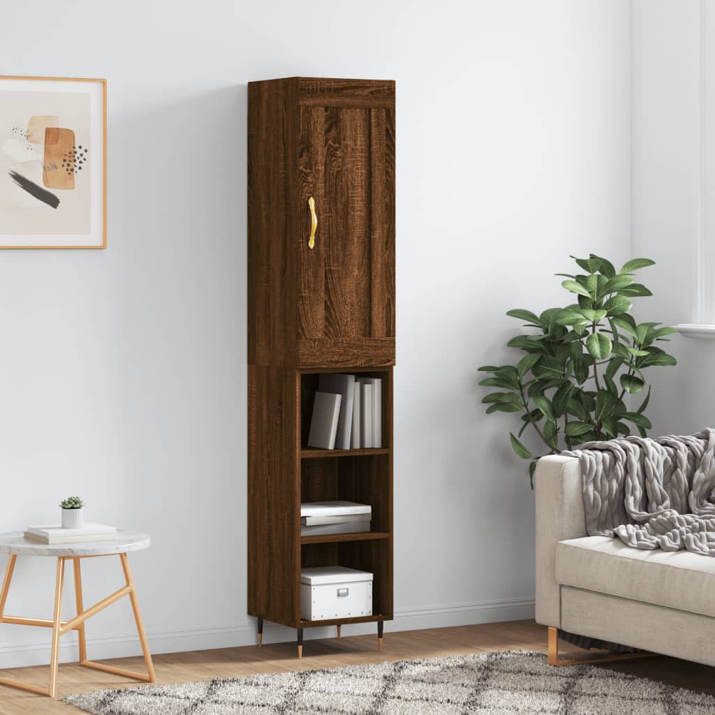 vidaXL Skříň highboard hnědý dub 34,5 x 34 x 180 cm kompozitní dřevo