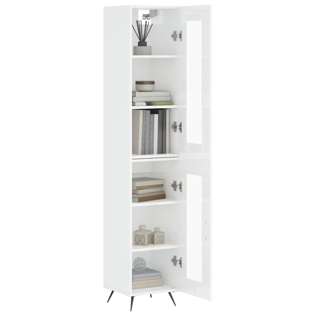 vidaXL Skříň highboard bílá s vysokým leskem 34,5x34x180 cm kompozit