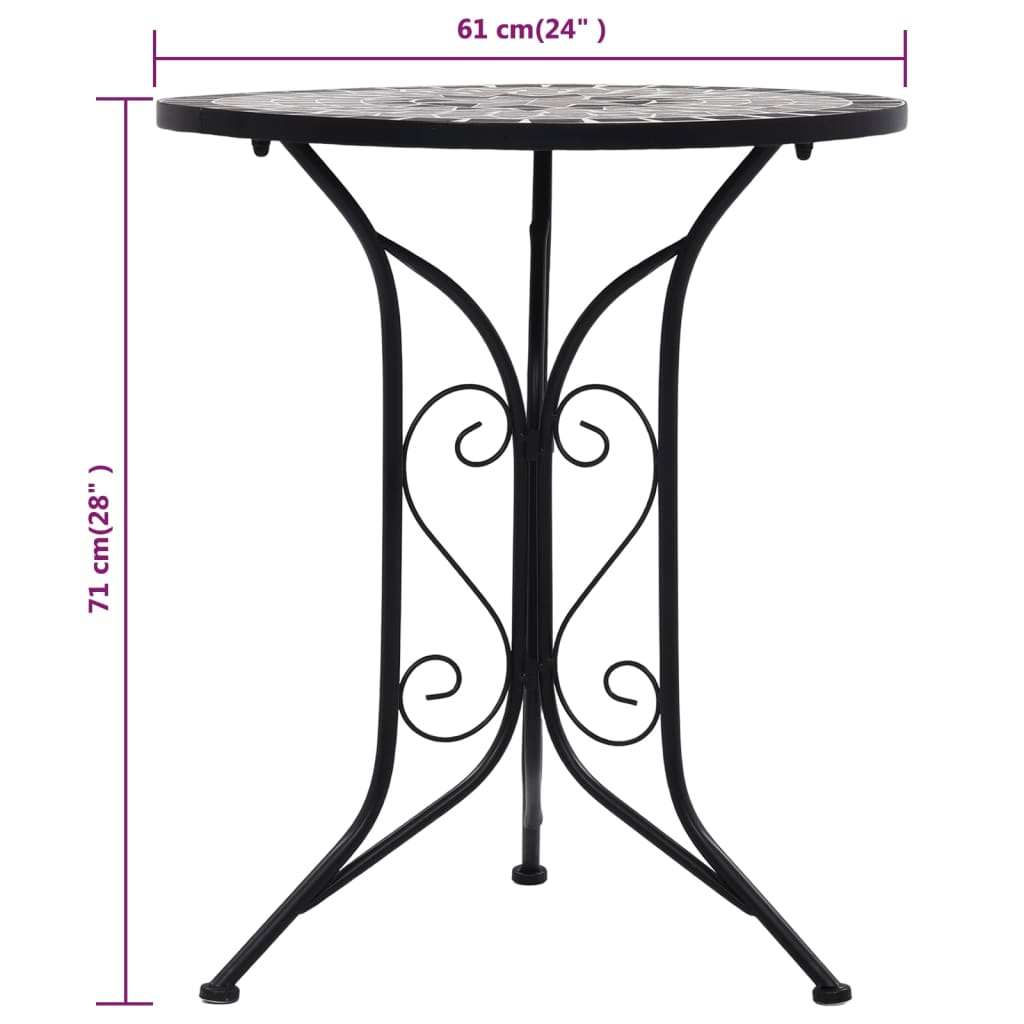 vidaXL 3dílný mozaikový bistro set keramický šedý