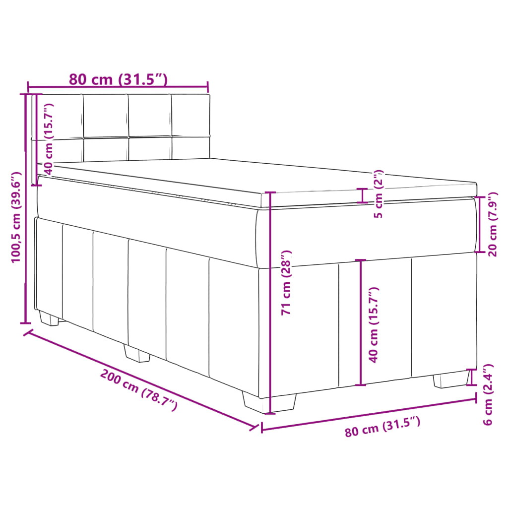 vidaXL Box spring postel s matrací tmavě hnědá 80x200 cm textil