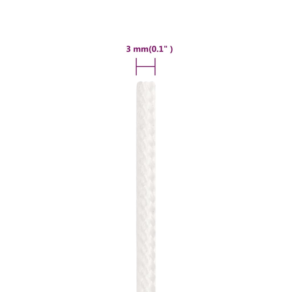 vidaXL Lodní lano celobílé 3 mm 50 m polypropylen