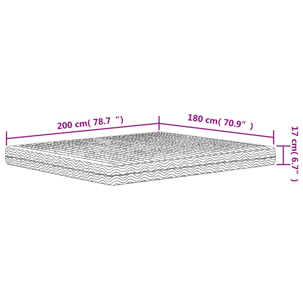 vidaXL Pěnová matrace bílá 180 x 200 cm tvrdost H2 H3