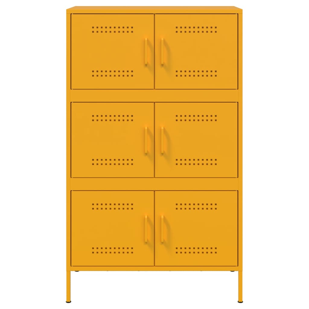 vidaXL Skříň highboard hořčicově žlutá 68 x 39 x 113 cm ocel