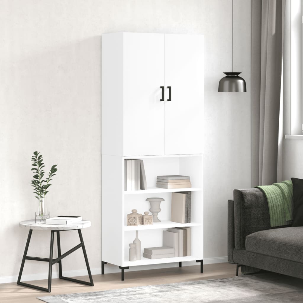 vidaXL Skříň highboard lesklá bílá 69,5 x 34 x 180 cm kompozitní dřevo