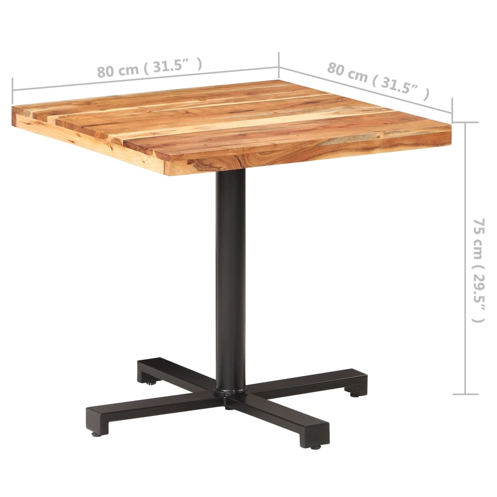 vidaXL Bistro stůl čtvercový 80 x 80 x 75 cm masivní akáciové dřevo