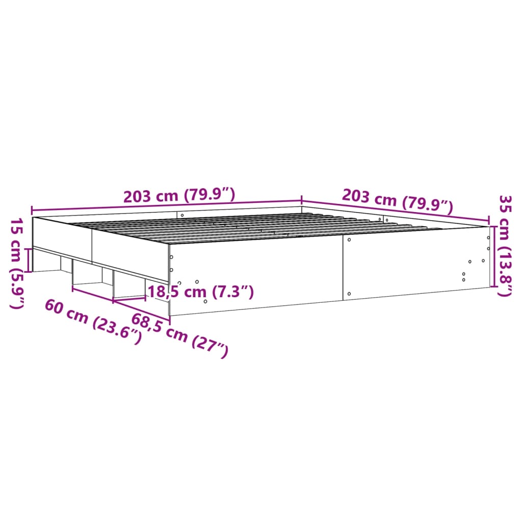 vidaXL Rám postele bílý 200 x 200 cm kompozitní dřevo