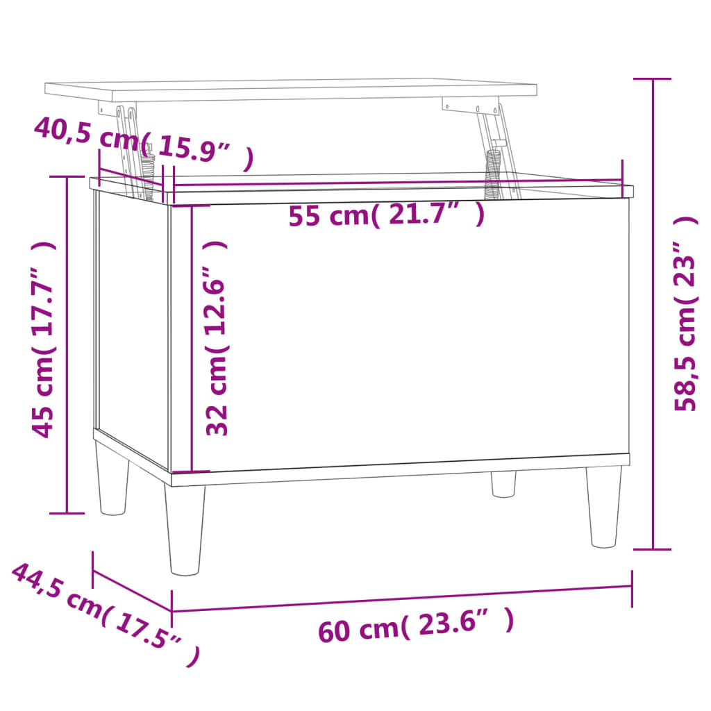 vidaXL Konferenční stolek kouřový dub 60x44,5x45 cm kompozitní dřevo