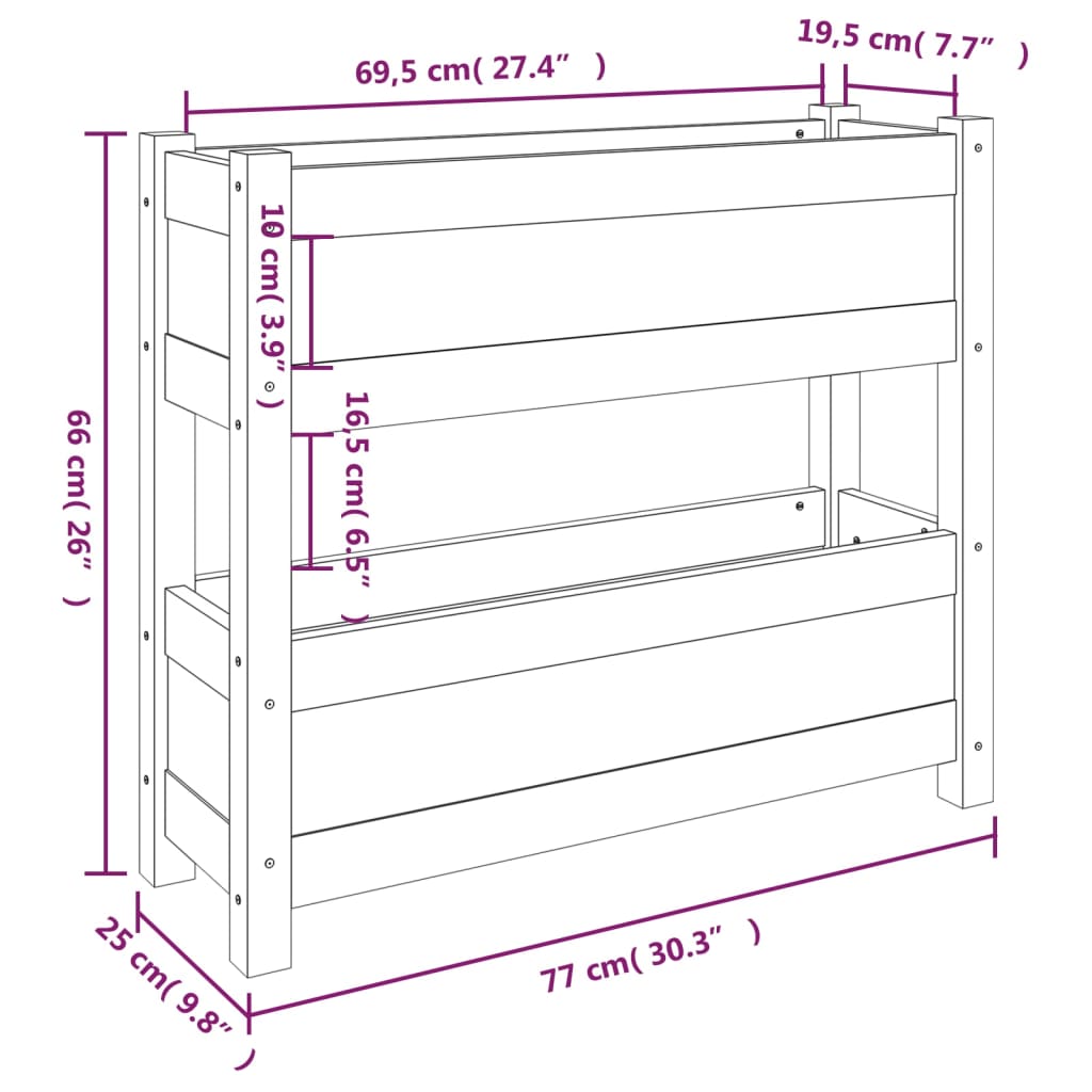 vidaXL Truhlík 77 x 25 x 66 cm masivní borové dřevo