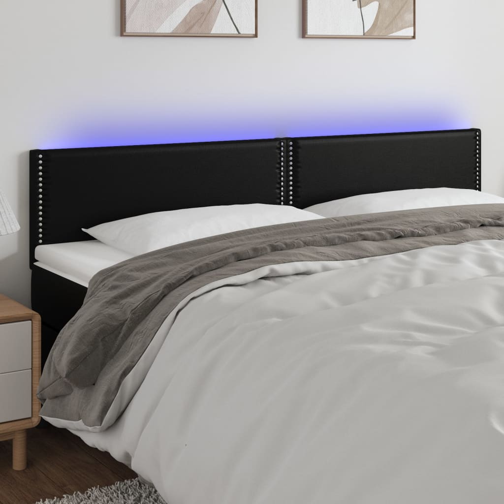 vidaXL Čelo postele s LED černé 180x5x78/88 cm umělá kůže