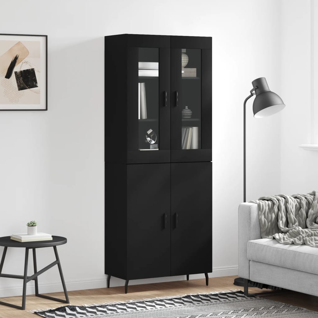 vidaXL Skříň highboard černá 69,5 x 34 x 180 cm kompozitní dřevo