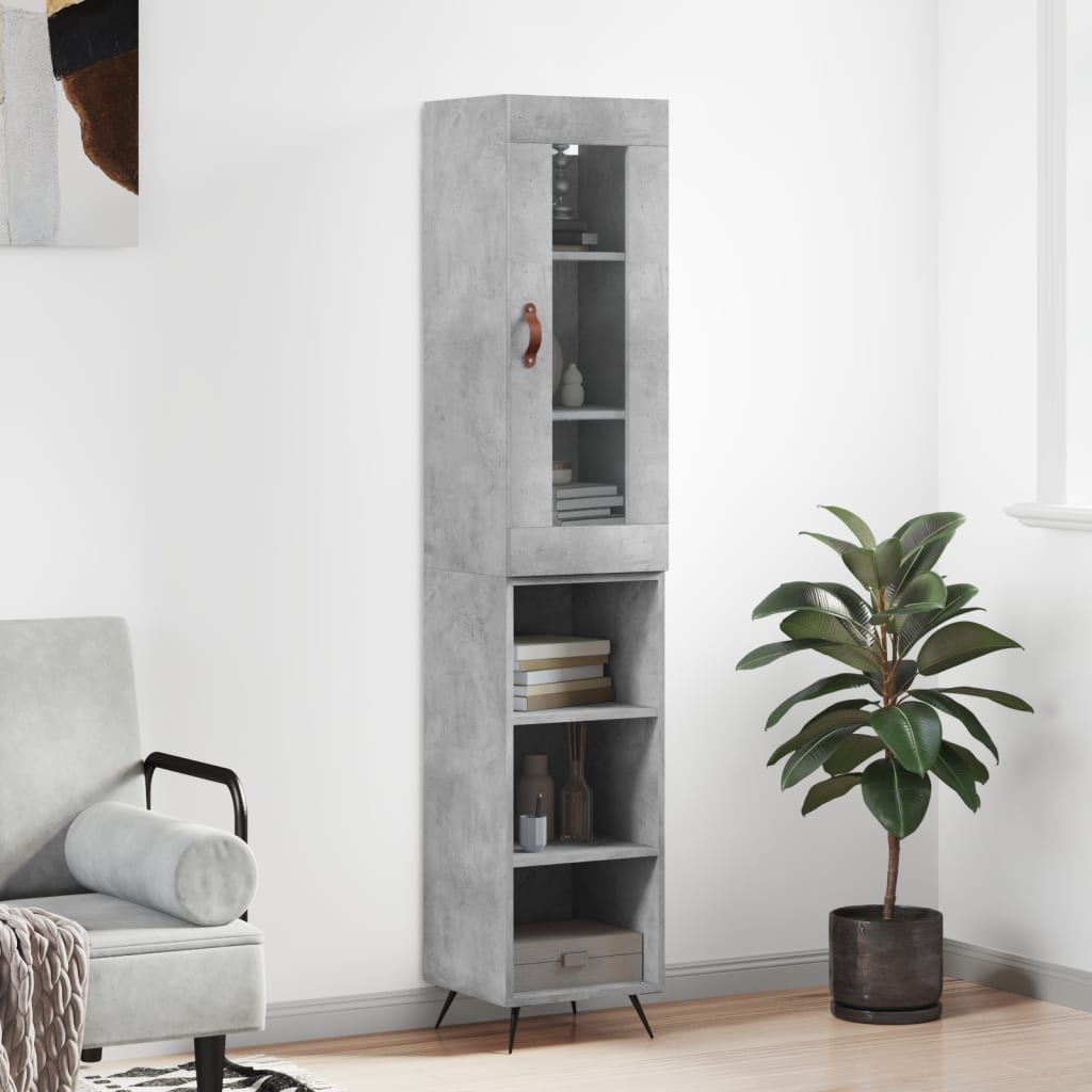 vidaXL Skříň highboard betonově šedá 34,5x34x180 cm kompozitní dřevo