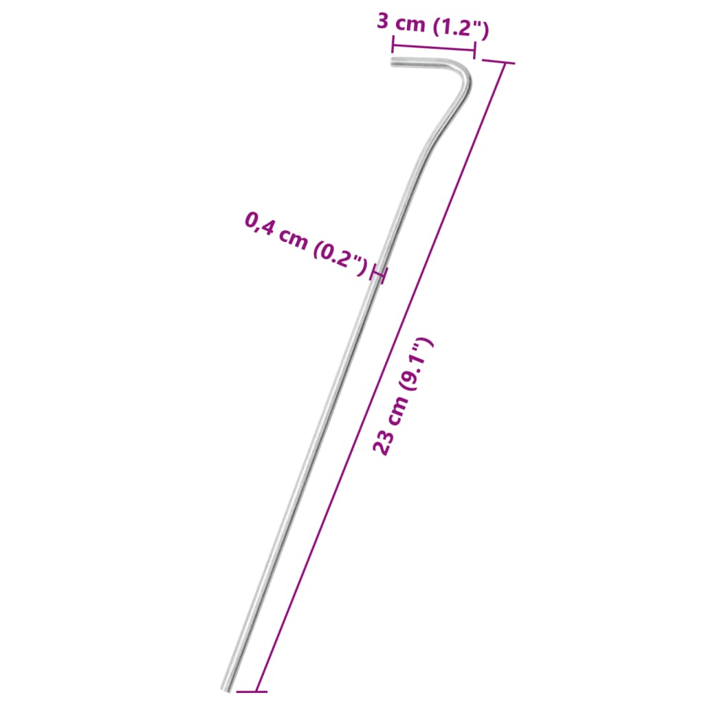 vidaXL Stanové kolíky 25 ks 23 cm Ø 4 mm pozinkovaná ocel