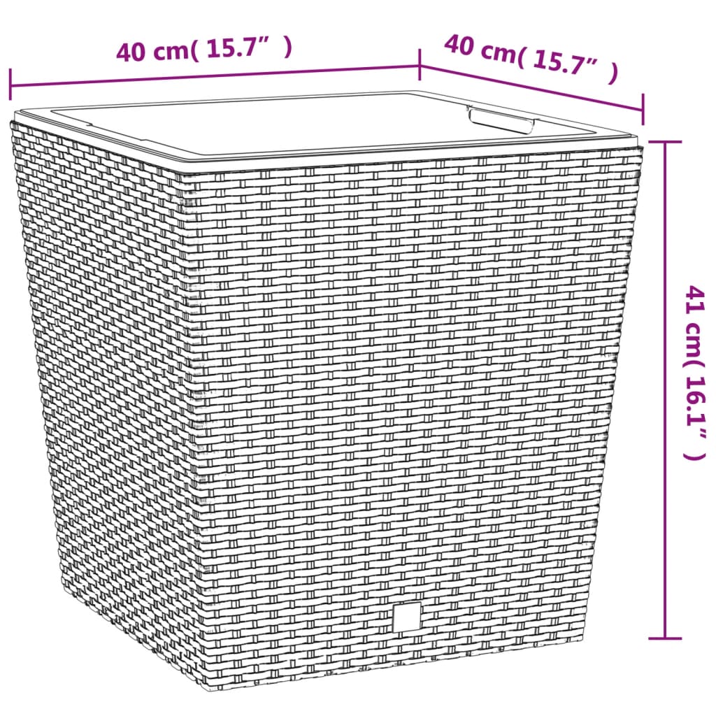 vidaXL Truhlík s odnímatelnou vložkou hnědý 37 / 64 l PP ratan