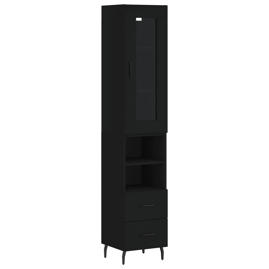 vidaXL Skříň highboard černá 34,5 x 34 x 180 cm kompozitní dřevo