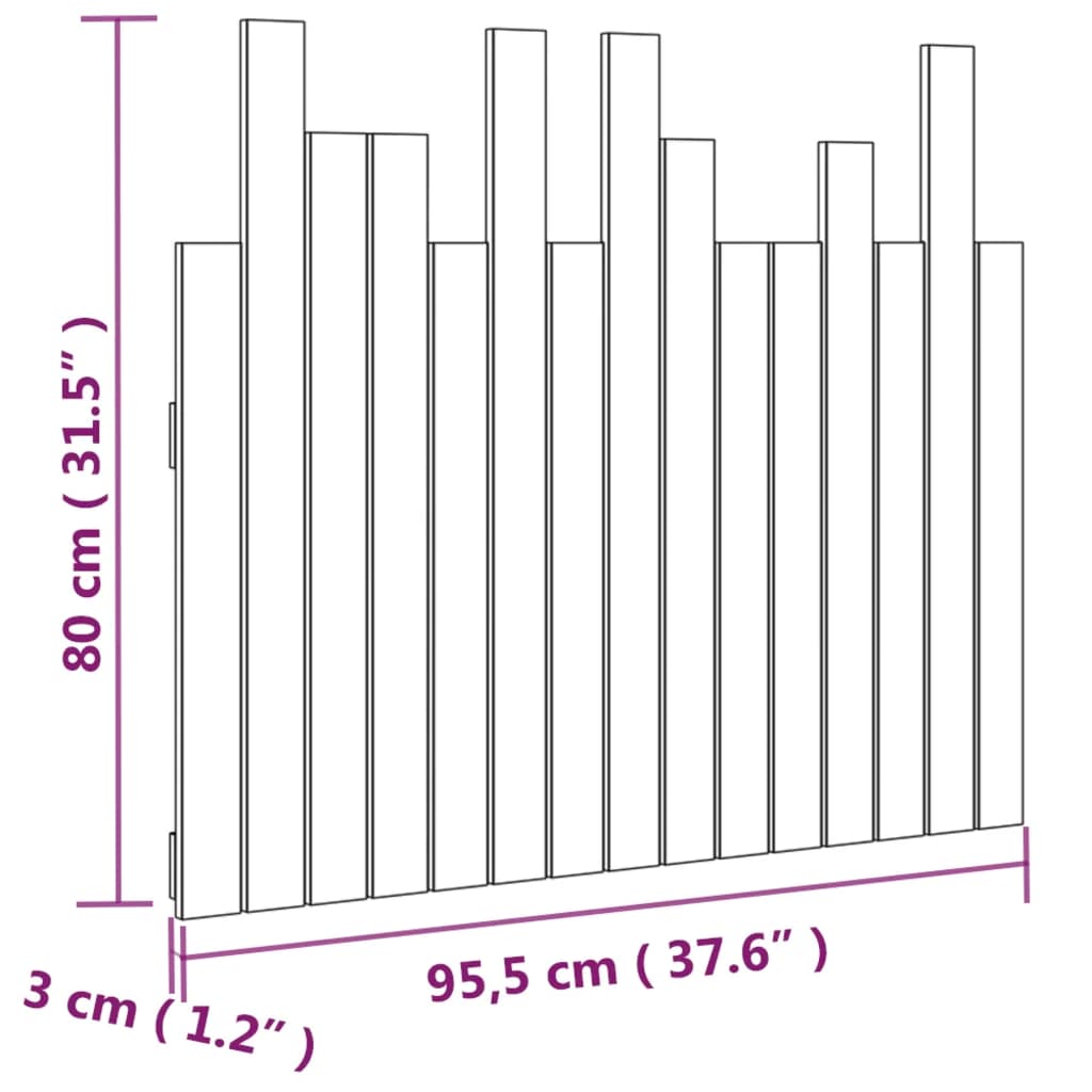 vidaXL Nástěnné čelo postele 95,5 x 3 x 80 cm masivní borové dřevo