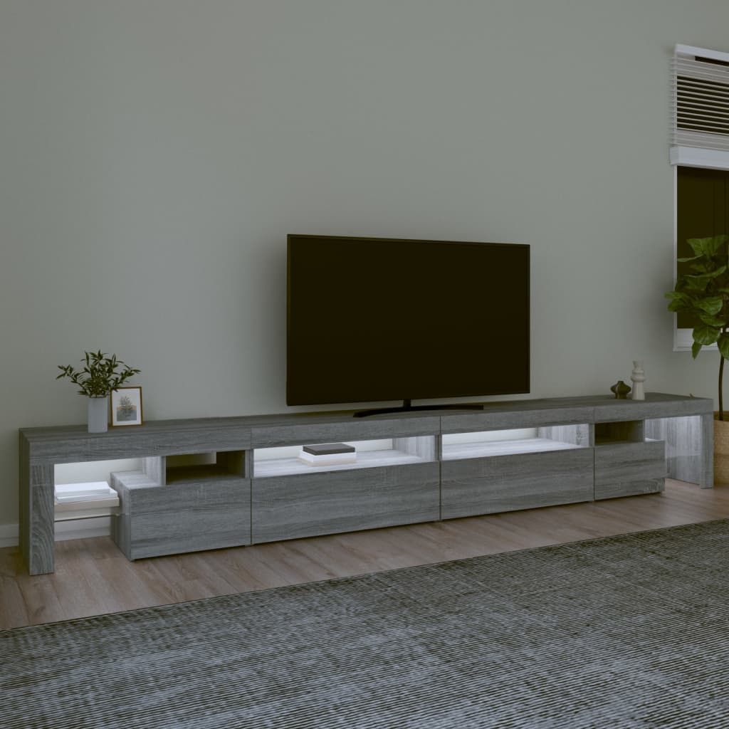 vidaXL TV skříňka s LED osvětlením šedá sonoma 290 x 36,5 x 40 cm