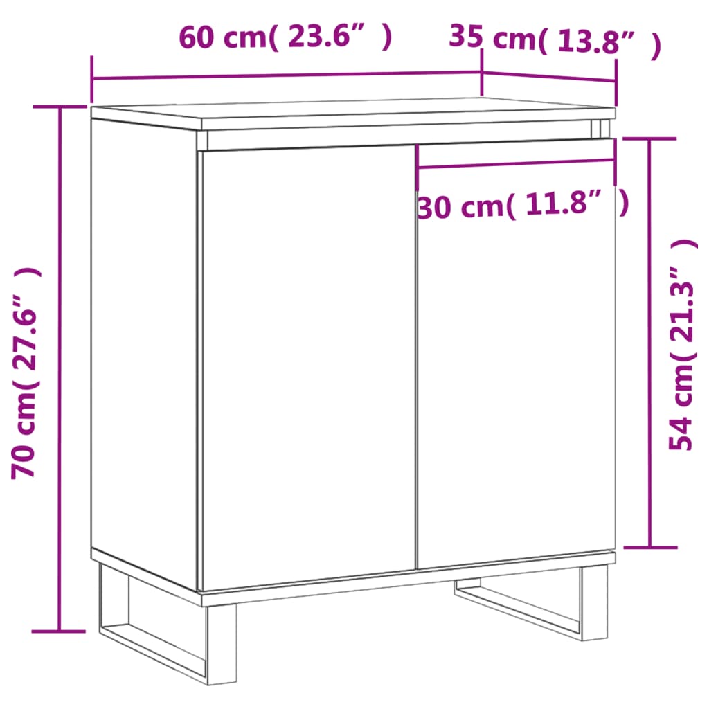 vidaXL Příborník kouřový dub 60 x 35 x 70 cm kompozitní dřevo