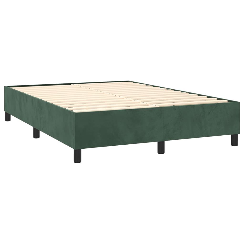 vidaXL Box spring postel s matrací tmavě zelená 140x200 cm samet