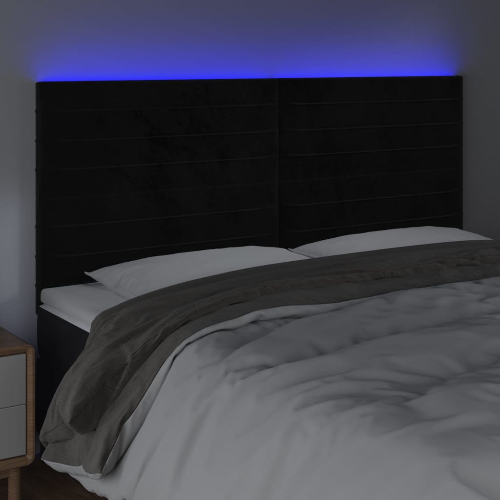 vidaXL Čelo postele s LED černé 160x5x118/128 cm samet