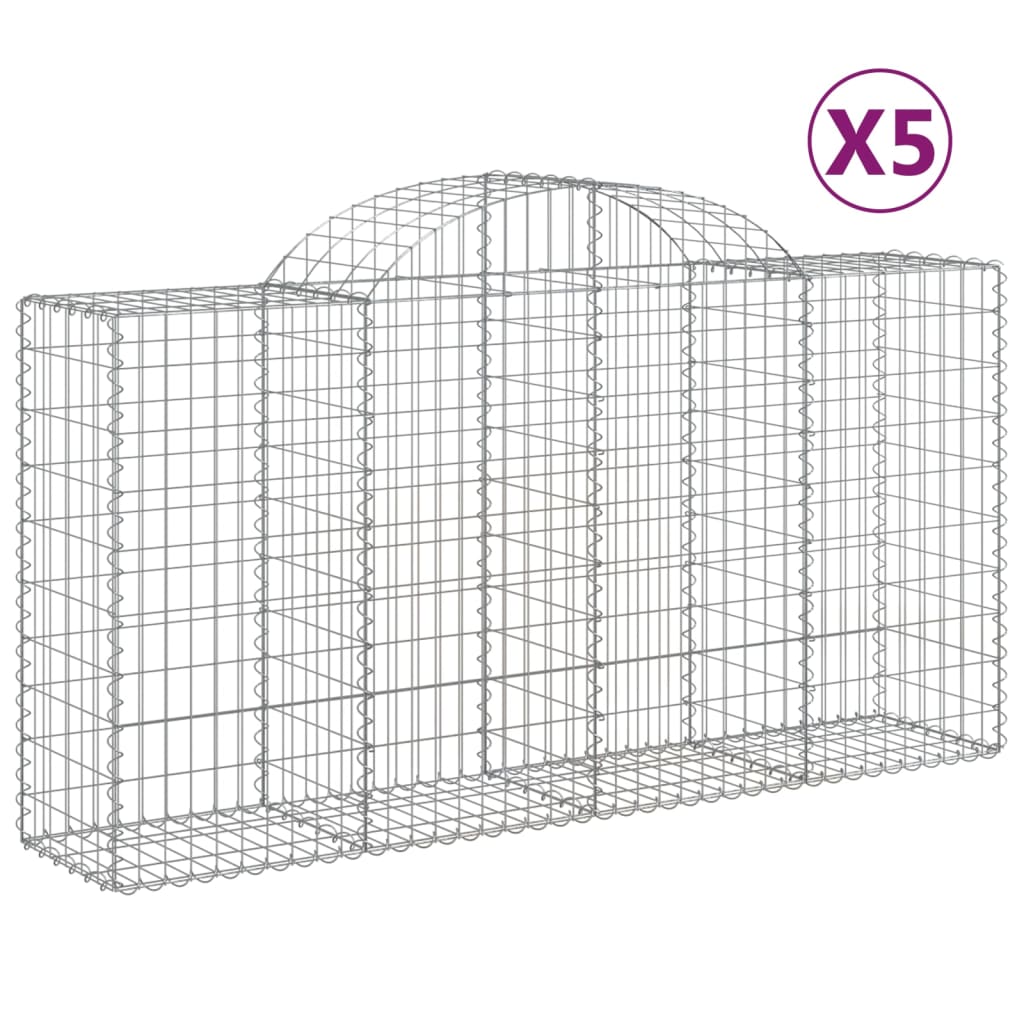 vidaXL Klenuté gabionové koše 5 ks 200x50x100/120cm pozinkované železo