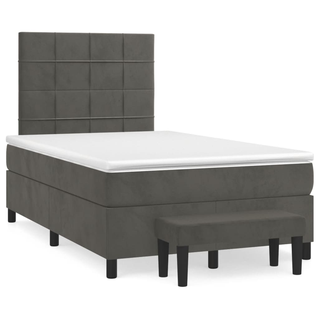 vidaXL Box spring postel s matrací tmavě šedý 120x190 cm samet