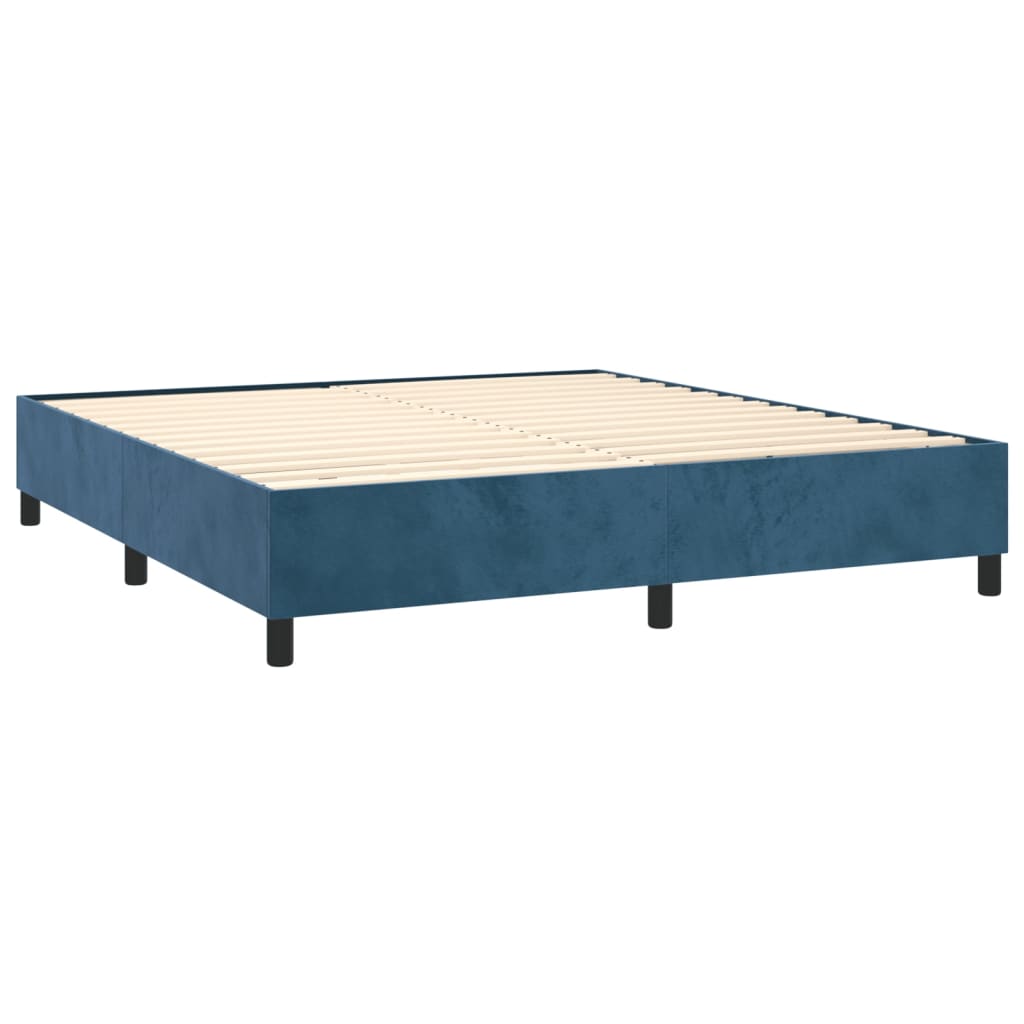 vidaXL Box spring postel s matrací tmavě modrá 160x200 cm samet