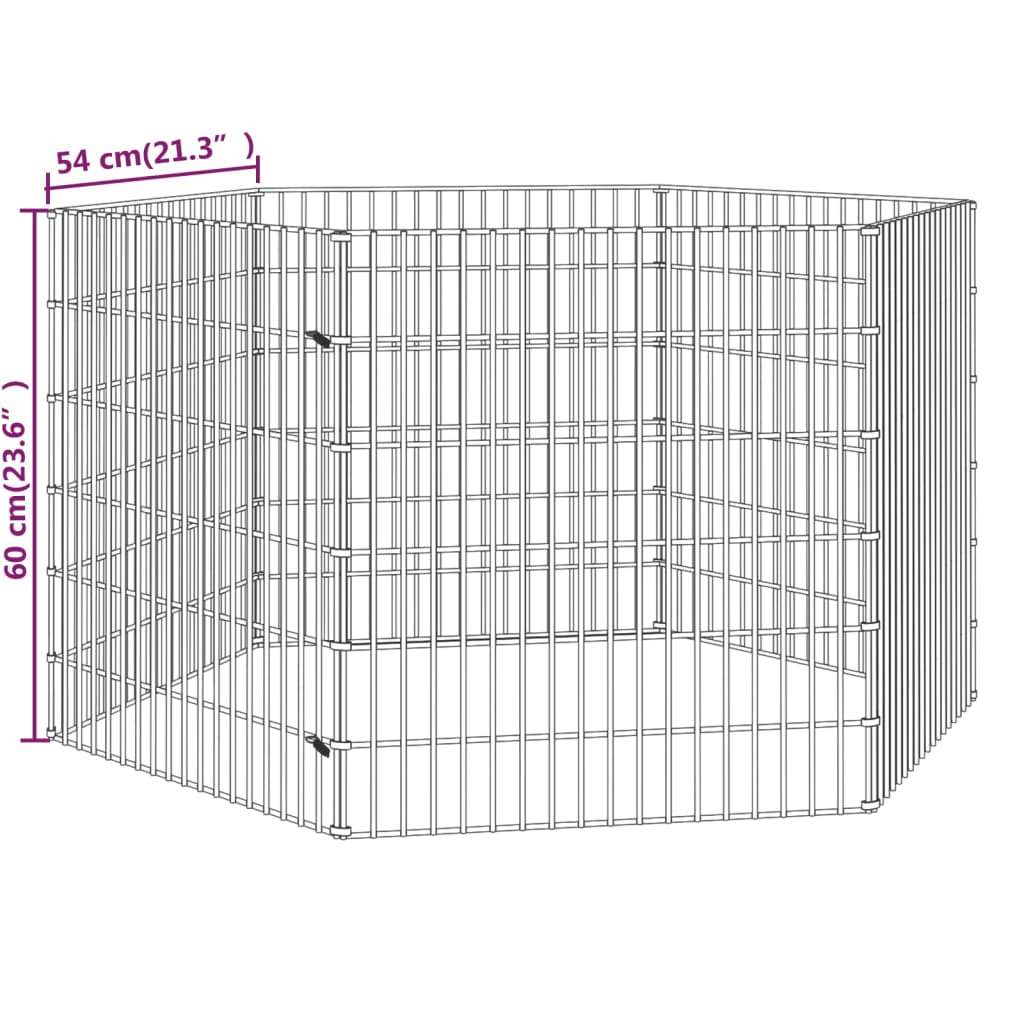 vidaXL Ohrádka pro zvířata 6 panelů 54 x 60 cm pozinkované železo