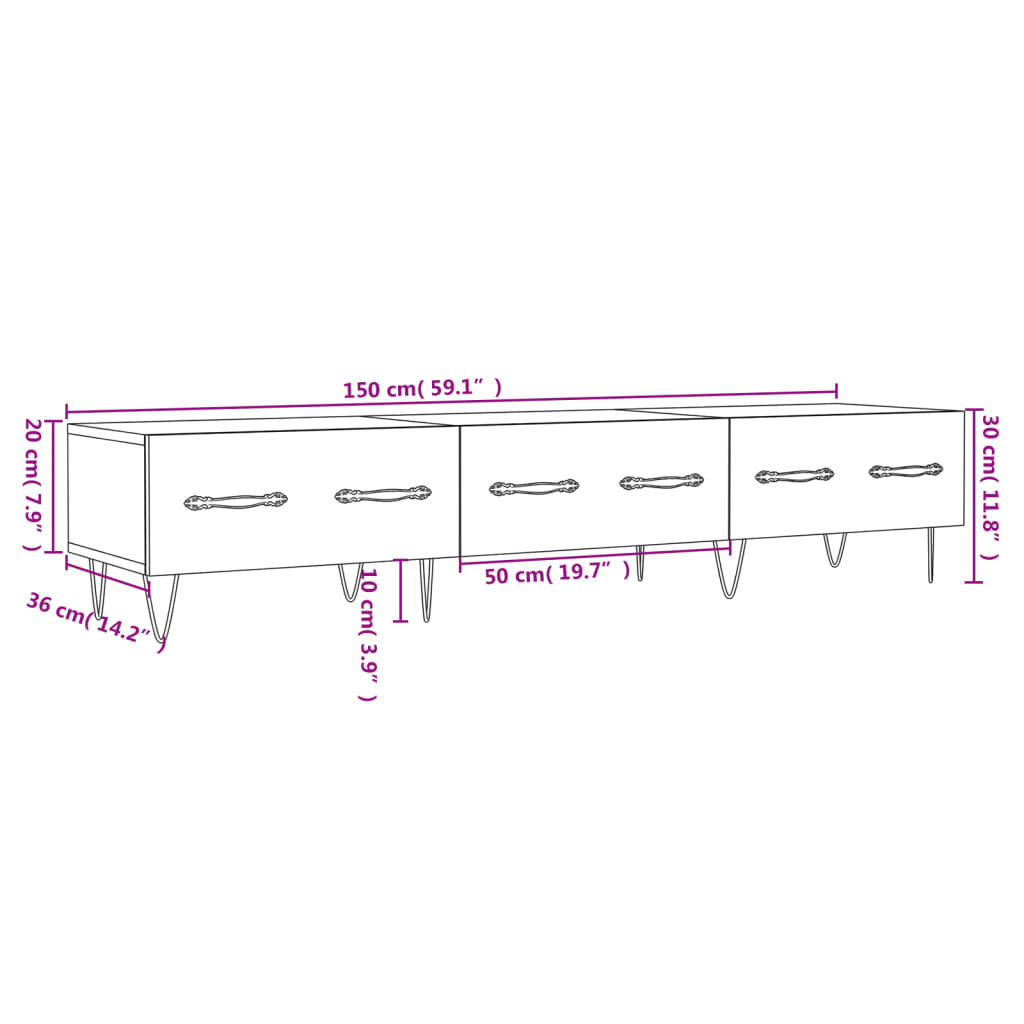 vidaXL TV skříňka bílá 150 x 36 x 30 cm kompozitní dřevo