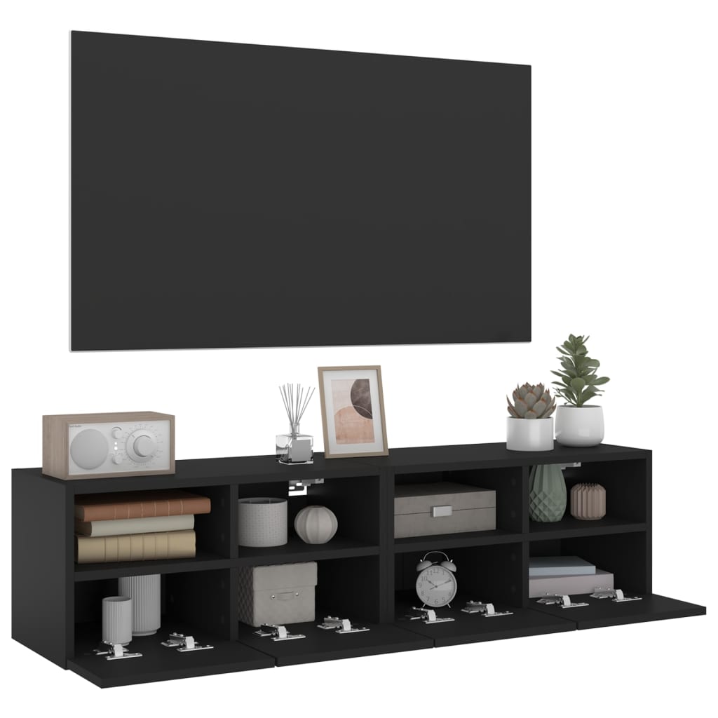 vidaXL Nástěnné TV skříňky 2 ks černé 60 x 30 x 30 cm kompozitní dřevo